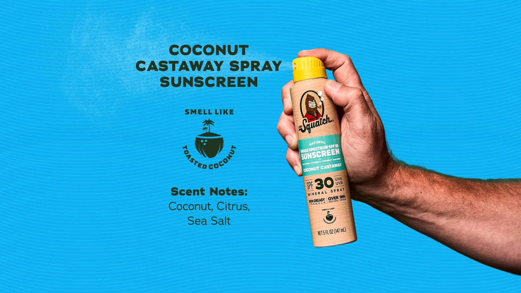 Dr. Squatch Spray Sunscreen | SPF 30 UVA/UVB Protection | Non-Greasy Mineral Sunscreen for Men - Daily Guard